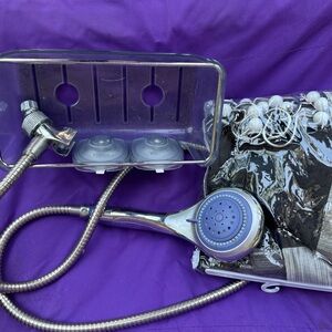 Silver Shower Head with Hose and Accessories
